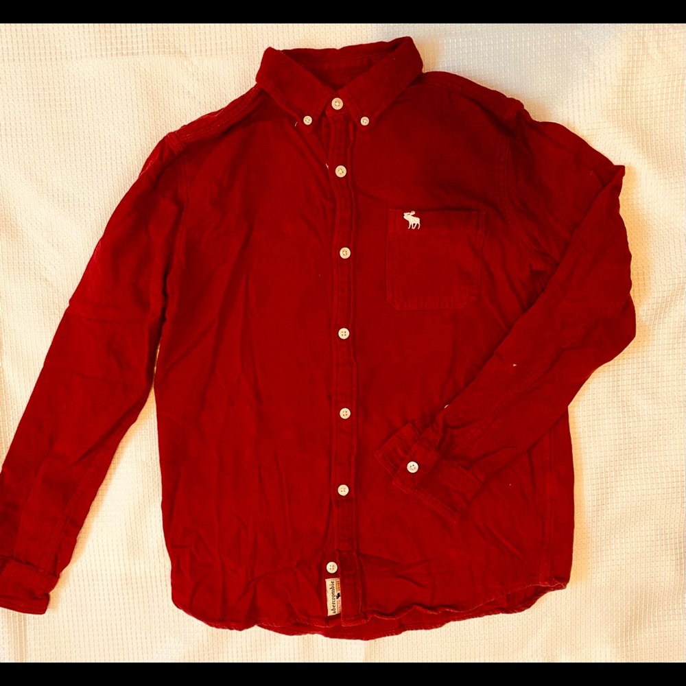 Boys Abercrombie and Fitch size 15/16 button down red flannel